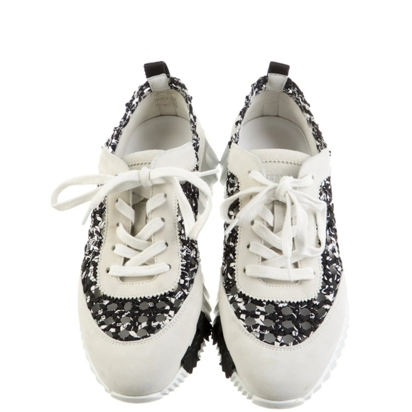 Hermes Bouncing Women's Black and White Patterned Sneakers, 7, GUC, Luxury, Auth - Picture 2 of 6